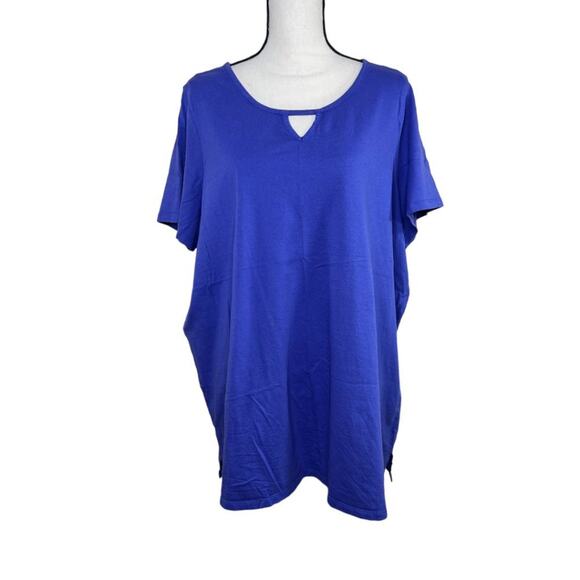 Woman Within Cutout Tee Royal Blue Size 1X - Picture 2 of 4